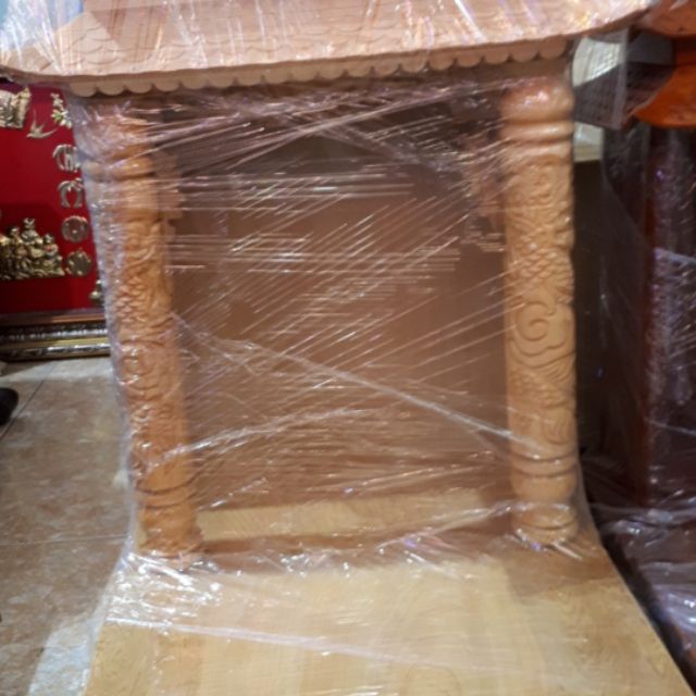 Bàn thờ thần tài mái chùa gỗ sồi size 41